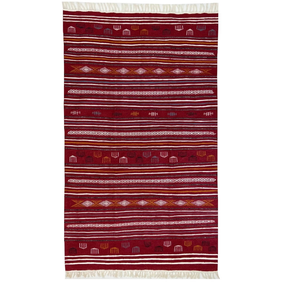 Tapete berbere Tapete Kilim Luban 140x258 cm Vermelho/Multicor (Tecidos à mão, Lã) Tapete tunisiano kilim, estilo marroquino. Ta