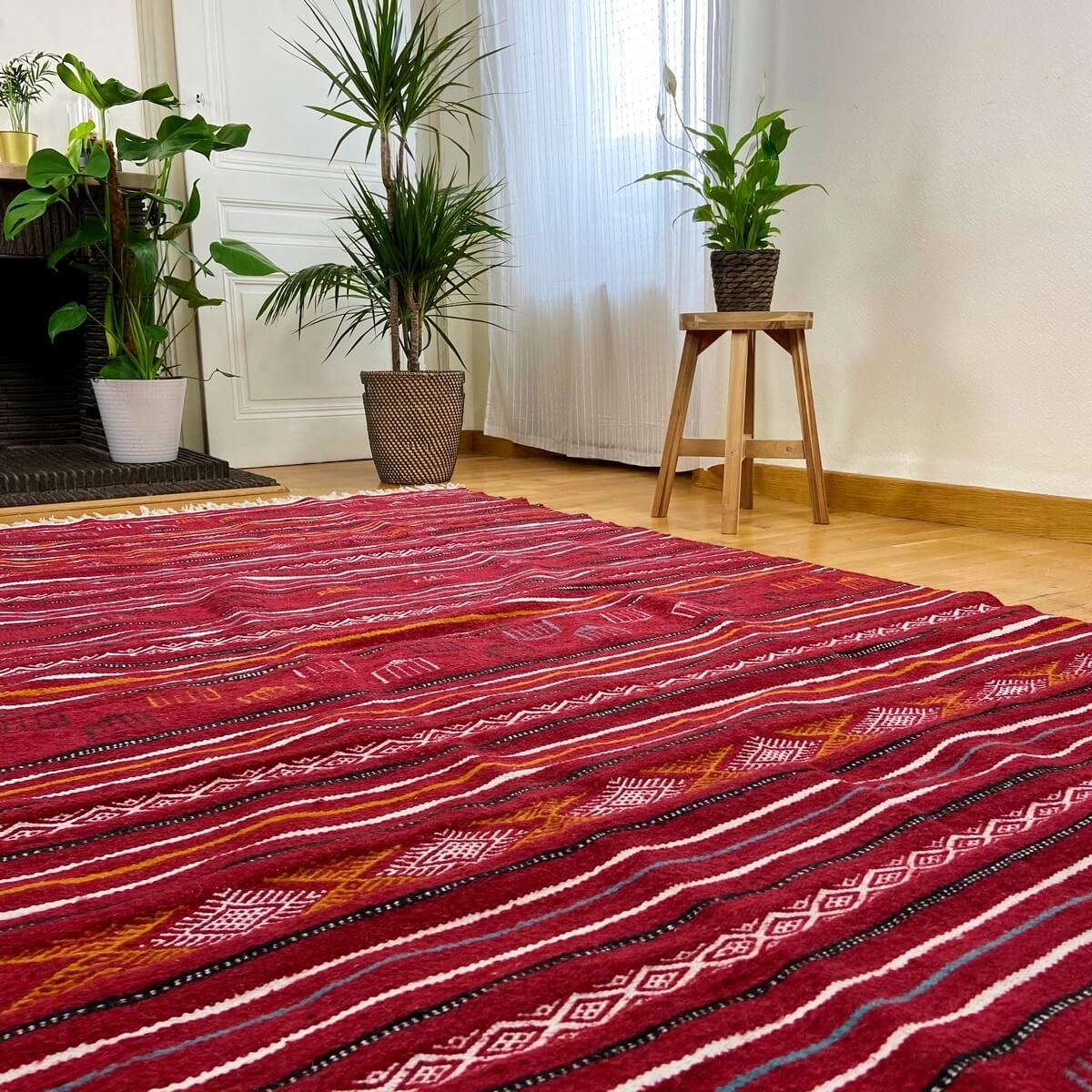 Tapete berbere Tapete Kilim Luban 140x258 cm Vermelho/Multicor (Tecidos à mão, Lã) Tapete tunisiano kilim, estilo marroquino. Ta
