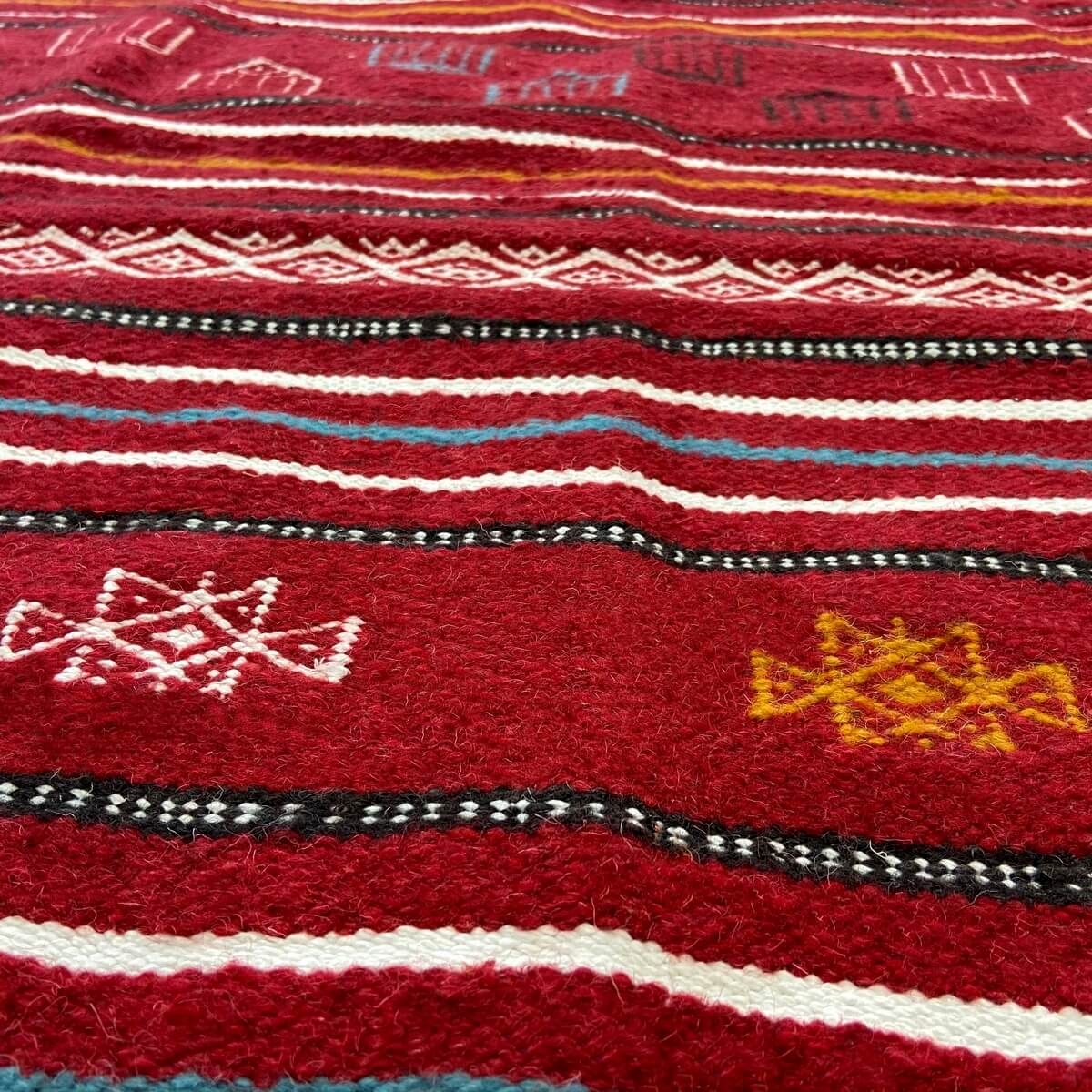 Tapete berbere Tapete Kilim Luban 140x258 cm Vermelho/Multicor (Tecidos à mão, Lã) Tapete tunisiano kilim, estilo marroquino. Ta