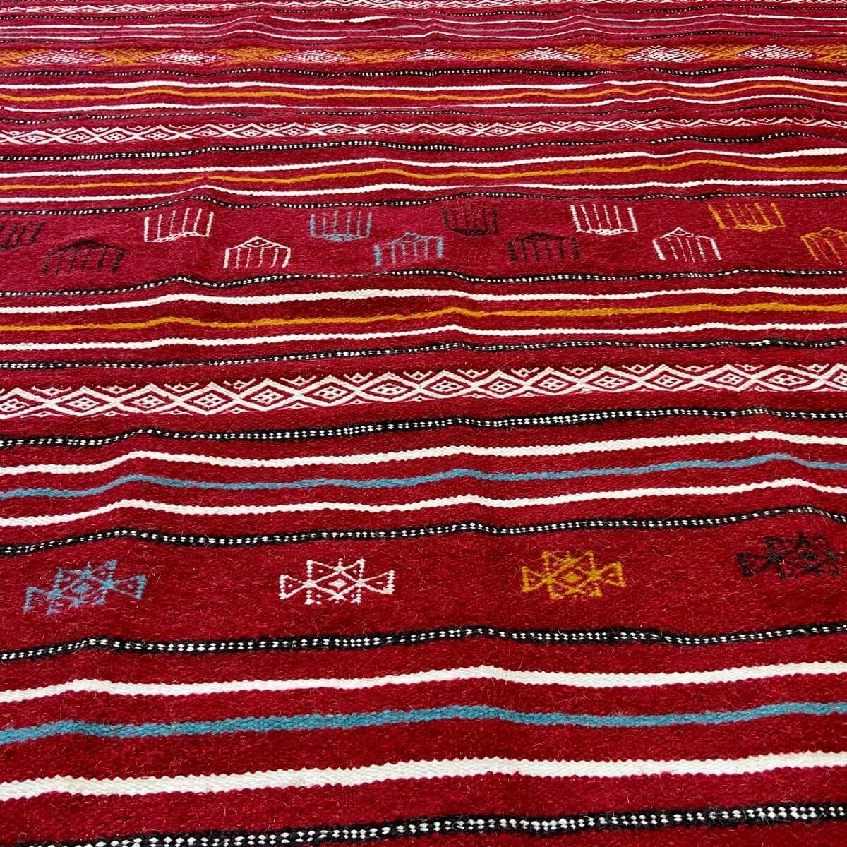 Tapete berbere Tapete Kilim Luban 140x258 cm Vermelho/Multicor (Tecidos à mão, Lã) Tapete tunisiano kilim, estilo marroquino. Ta