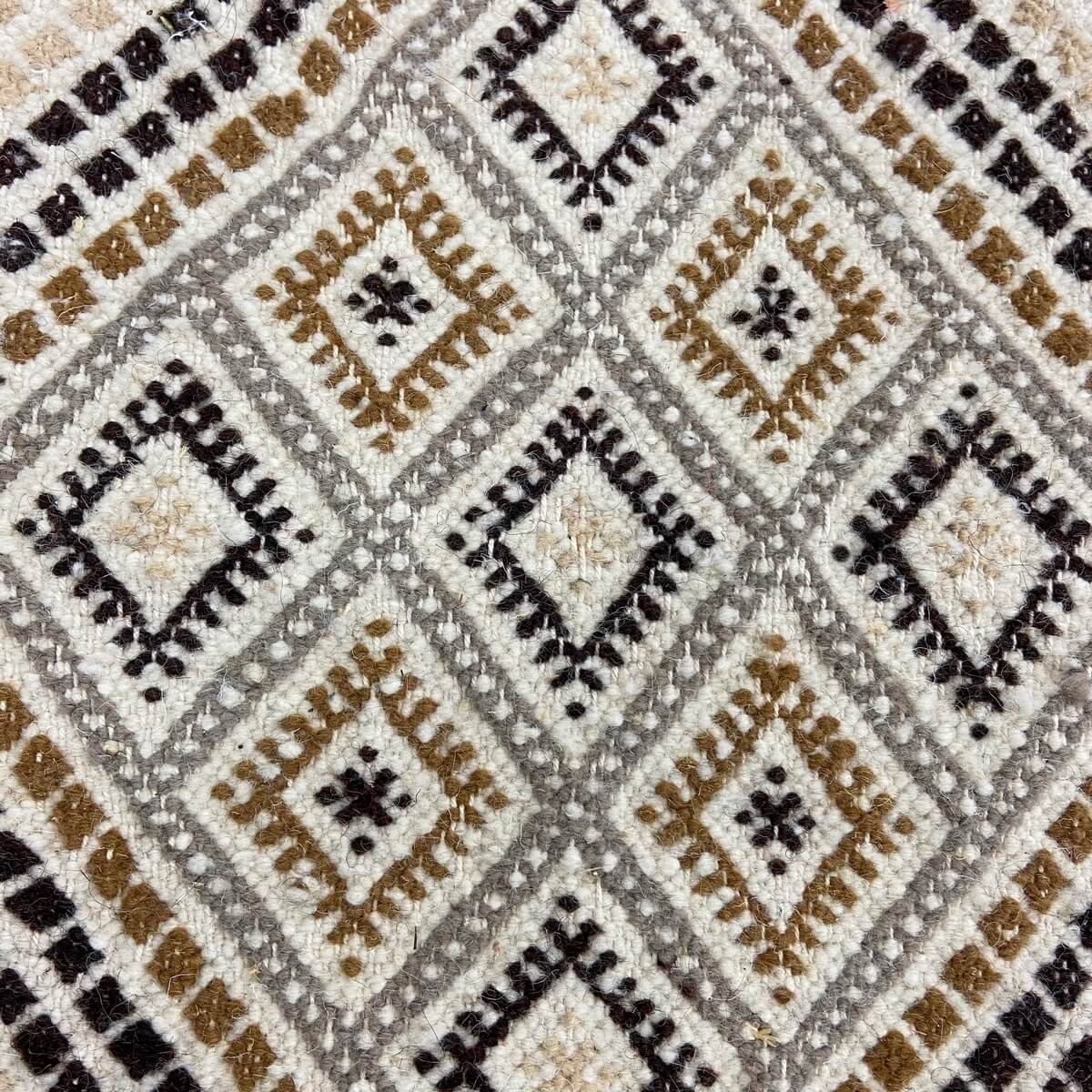 Berber tapijt Tapijt Margoum Zaatar 78x318 cm Wit/Bruin (Handgeweven, Wol, Tunesië) Tunesisch Margoum Tapijt uit de stad Kairoua