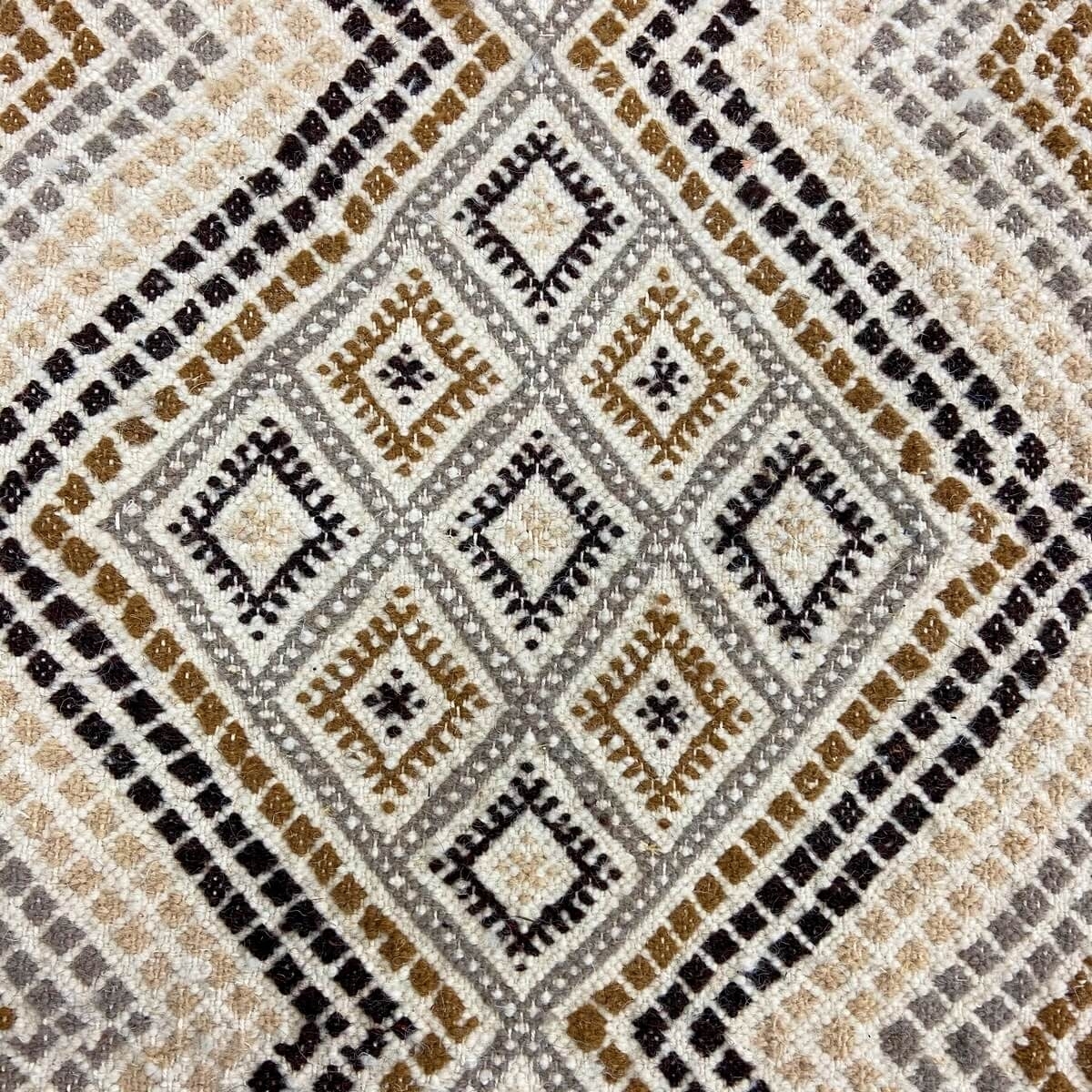Berber tapijt Tapijt Margoum Zaatar 78x318 cm Wit/Bruin (Handgeweven, Wol, Tunesië) Tunesisch Margoum Tapijt uit de stad Kairoua