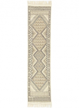 tappeto berbero Tappeto Margoum Zaatar 78x318 cm Bianco/Marrone (Fatto a mano, Lana, Tunisia) Tappeto margoum tunisino della cit
