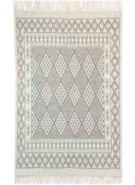 tappeto berbero Tappeto Margoum Maadan 120x190 Bianco/Grigio (Fatto a mano, Lana, Tunisia) Tappeto margoum tunisino della città 