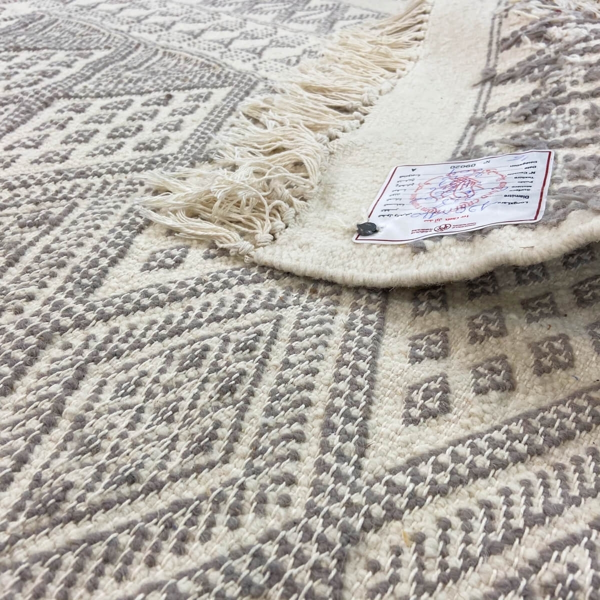 Berber Teppich Teppich Margoum Maadan 120x190 Weiß/Grau (Handgefertigt, Wolle, Tunesien) Tunesischer Margoum-Teppich aus der Sta