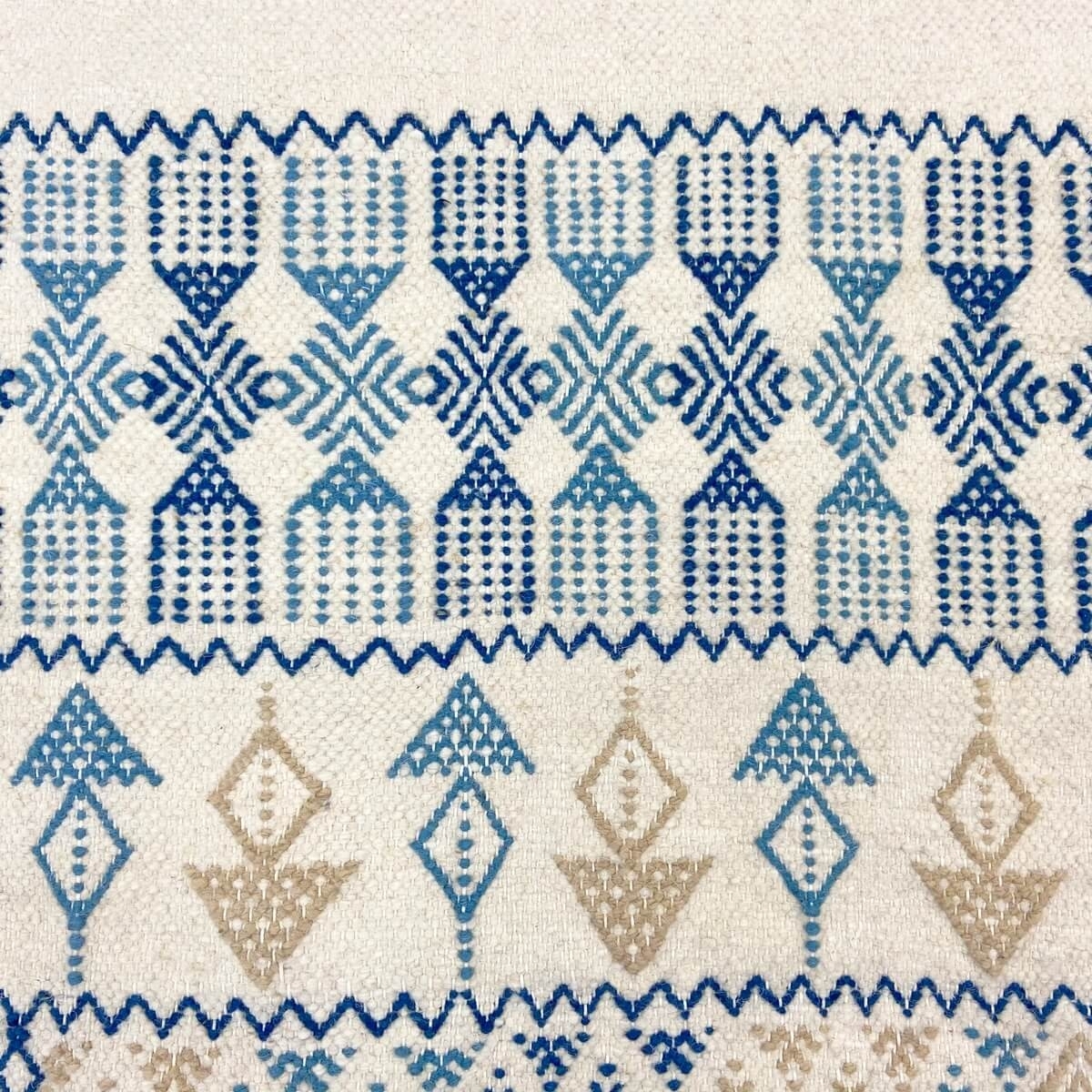 Berber Teppich Teppich Margoum Mouja 129x196 cm Blau/Weiß (Handgefertigt, Wolle, Tunesien) Tunesischer Margoum-Teppich aus der S