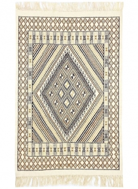 tappeto berbero Tappeto Margoum Homssi 124x204 Bianco/Marrone (Fatto a mano, Lana, Tunisia) Tappeto margoum tunisino della città