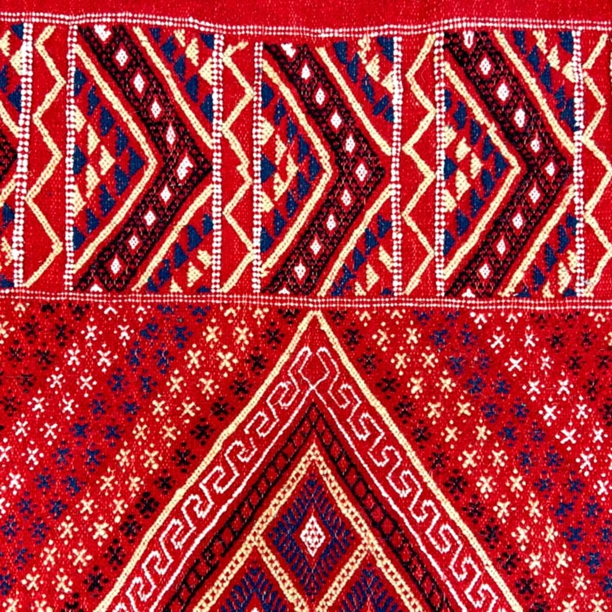 Berber Teppich Teppich Margoum Azid 128x200 Rot (Handgefertigt, Wolle) Tunesischer Margoum-Teppich aus der Stadt Kairouan. Recht