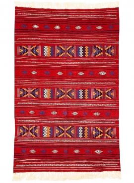 tappeto berbero Tappeto Kilim Melkhail 112x176 cm Rosso/Multicolore (Fatto a mano, Lana) Tappeto kilim tunisino, in stile marocc
