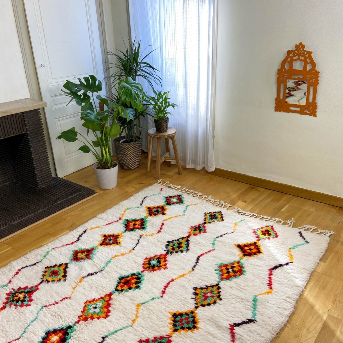 Berber Teppich Teppich Azilal Azwaw 160x255 Weiß/Mehrfarbig  (Handgefertigt, Wolle, Marokko) Tunesischer Margoum-Teppich aus der