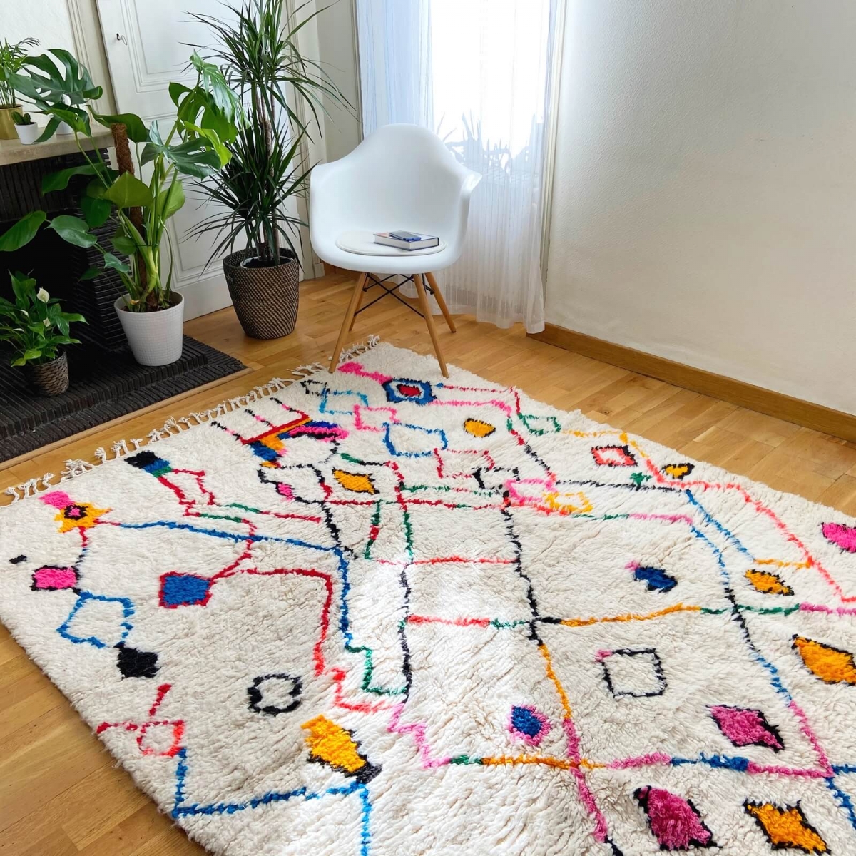 Tapete berbere Tapete Margoum Yemasten 170x290 cm Branco/Multicolorido (Artesanal, Lã, Marrocos) Tapete Margoum tunisino da cida