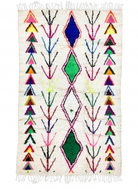 Berber carpet Rug Azilal Uba 148x232 cm White/Multicolored (Handmade, Wool, Morocco) Tunisian margoum rug from the city of Kairo