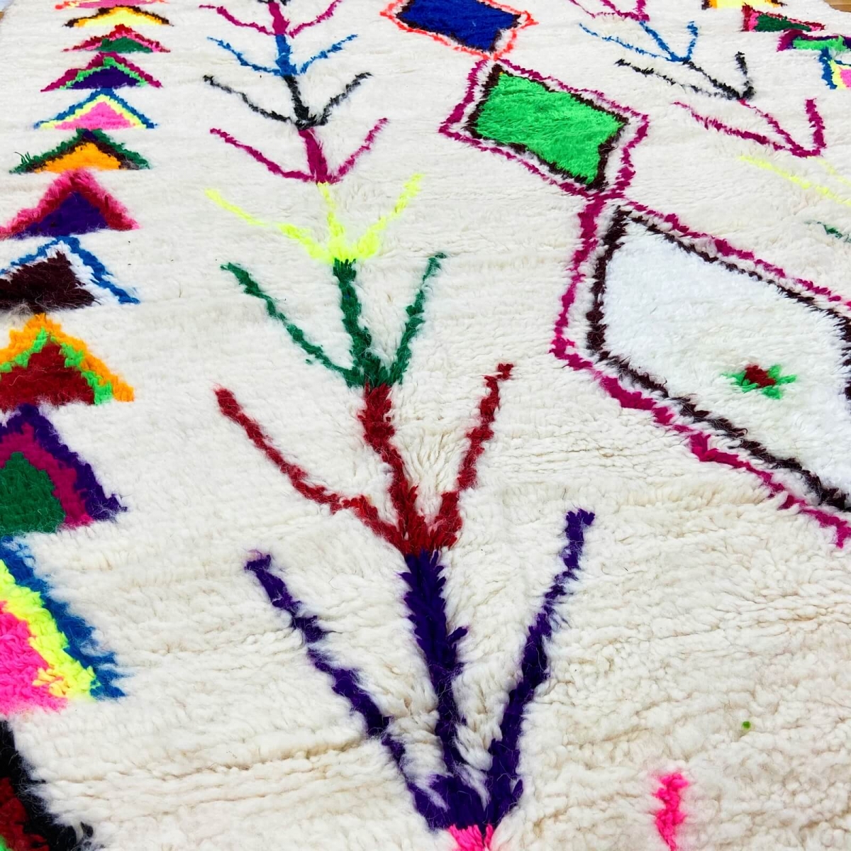 Tapis berbère Tapis Azilal Uba 148x232 cm Blanc/Multicolore (Fait main, Laine, Maroc) Tapis Azilal berbère marocain de la région