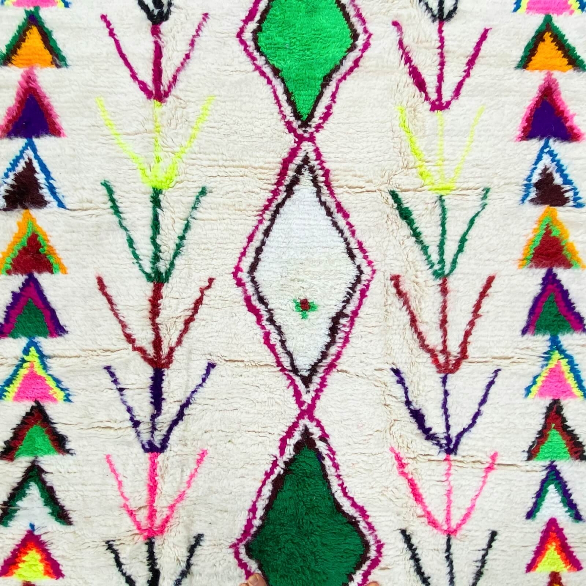 Tapis berbère Tapis Azilal Uba 148x232 cm Blanc/Multicolore (Fait main, Laine, Maroc) Tapis Azilal berbère marocain de la région