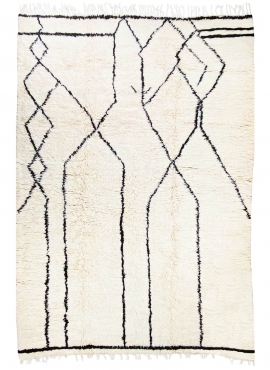 Berber carpet Rug Beni Ouarain Ahabag 200x300 cm White and Black (Handmade, Wool, Morocco) Tunisian margoum rug from the city of