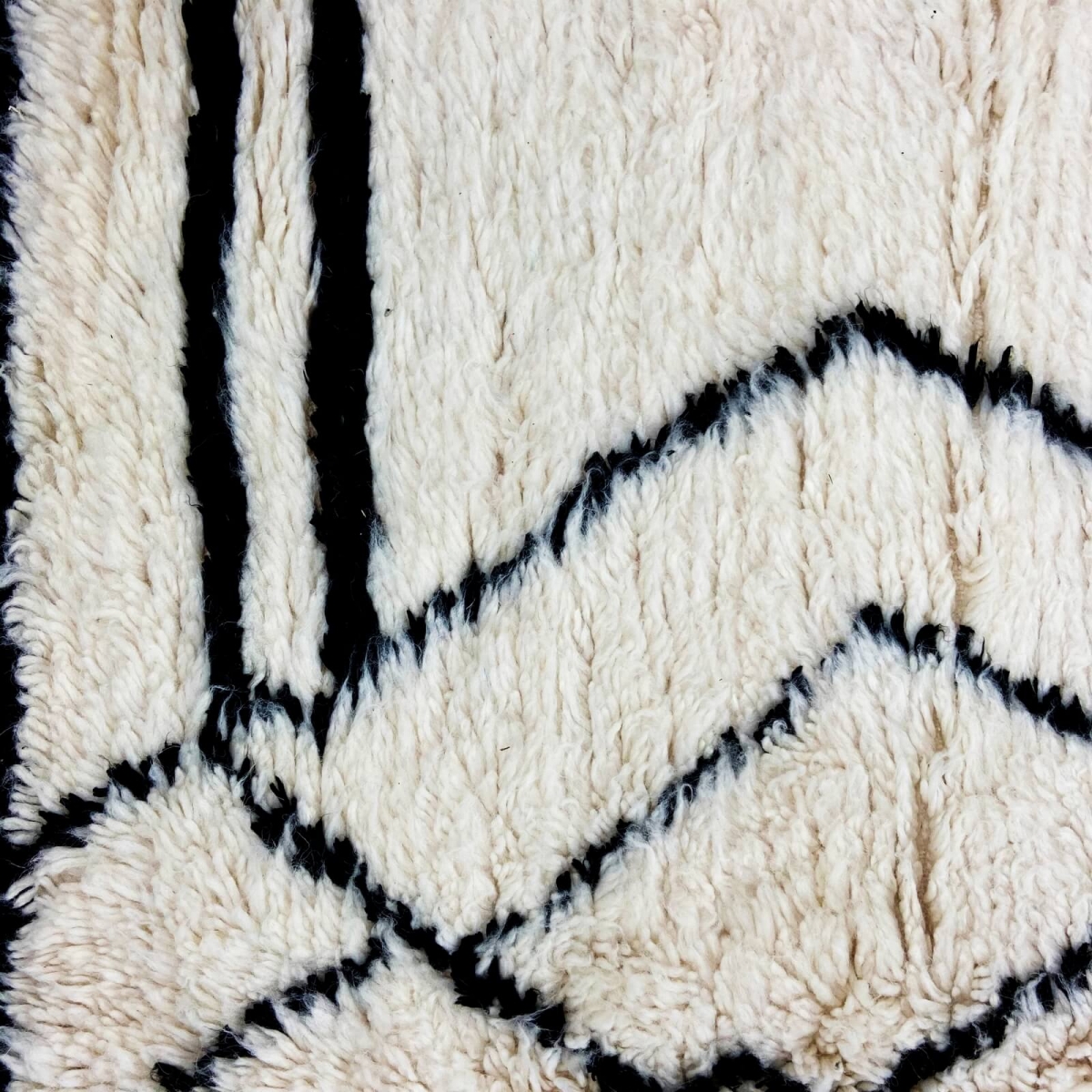 Tapis berbère Tapis Beni Ouarain Ahabag 200x300 cm Berbere Blanc et Noir (Fait main, Laine, Maroc) Tapis Beni Ouarain 230x317 be