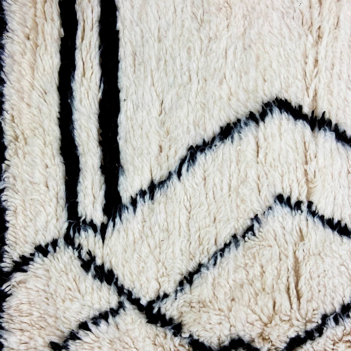 Berber Teppich Teppich Beni Ouarain Ahabag 200x300 cm Weiß und Schwarz (Handgefertigt, Wolle, Marokko) Tunesischer Margoum-Teppi