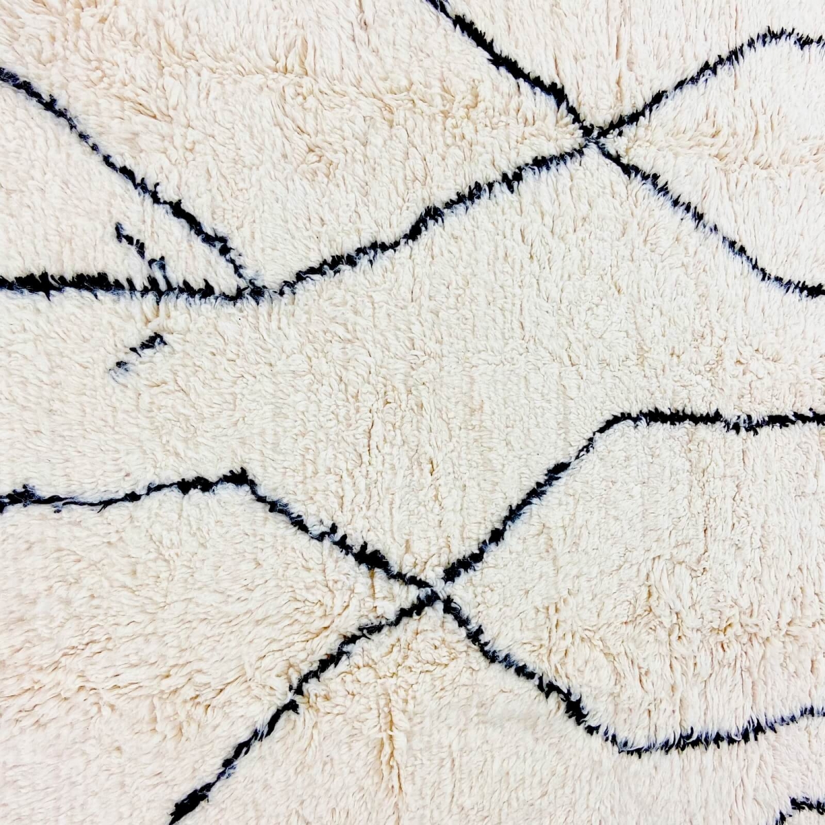 Berber Teppich Teppich Beni Ouarain Ahabag 200x300 cm Weiß und Schwarz (Handgefertigt, Wolle, Marokko) Tunesischer Margoum-Teppi