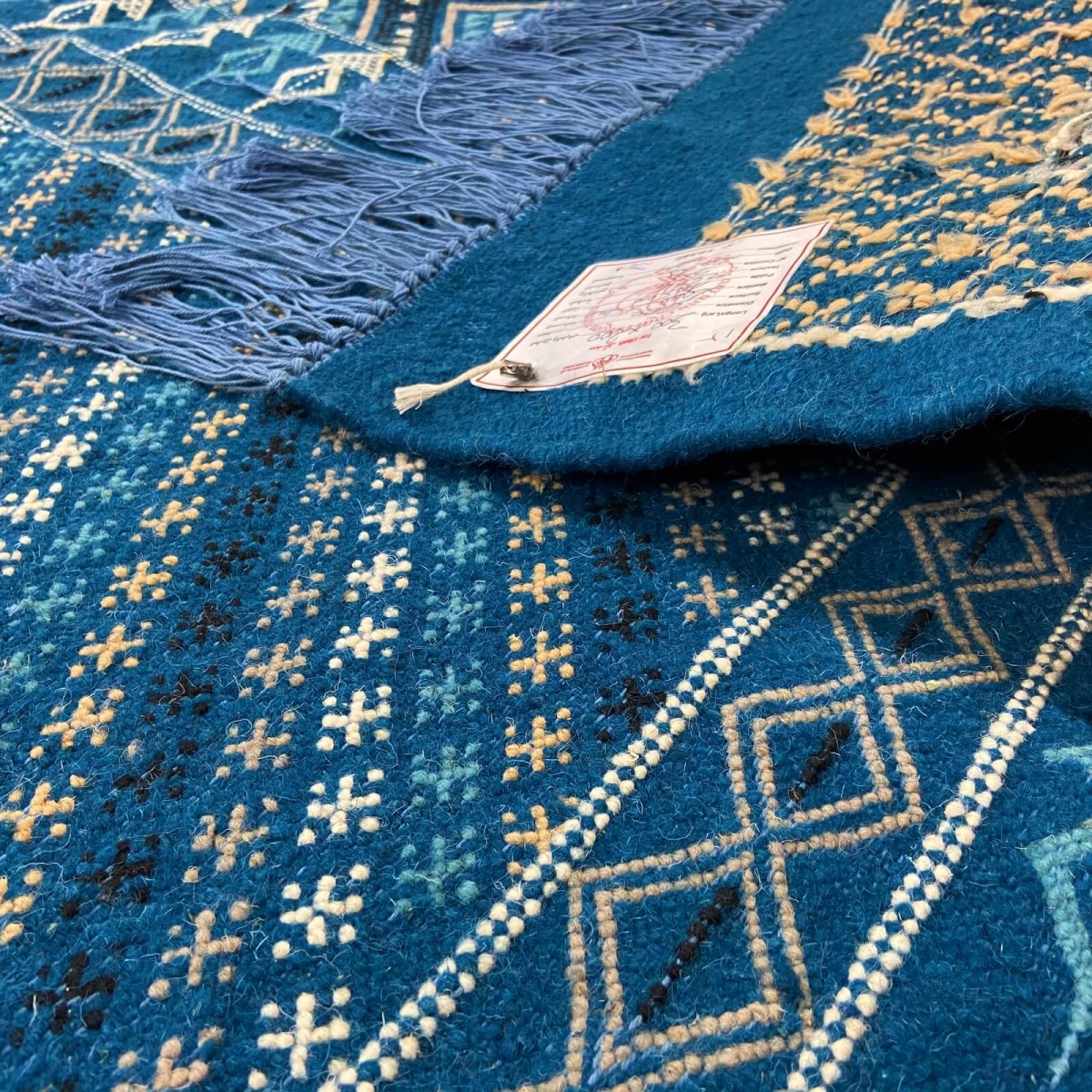 Alfombra bereber Alfombra Margoum Syphax 200x300 cm Azul/Blanco (Hecho a mano, Lana, Túnez) Alfombra margoum tunecina de la ciud