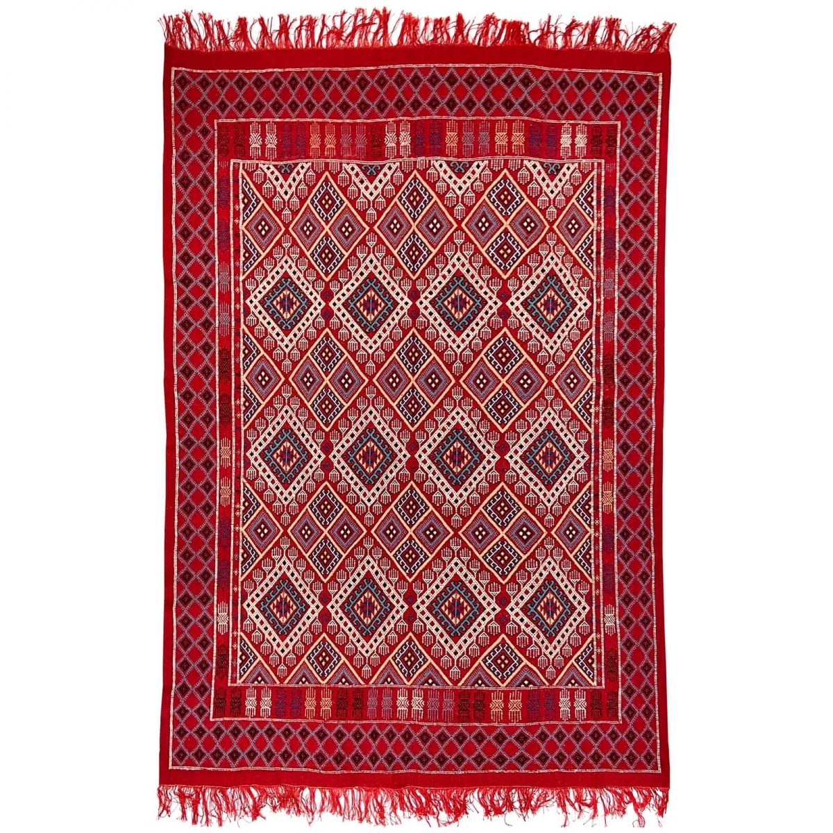Berber Teppich Teppich Margoum Badis 170x260 cm Rot (Handgefertigt, Wolle) Tunesischer Margoum-Teppich aus der Stadt Kairouan. R