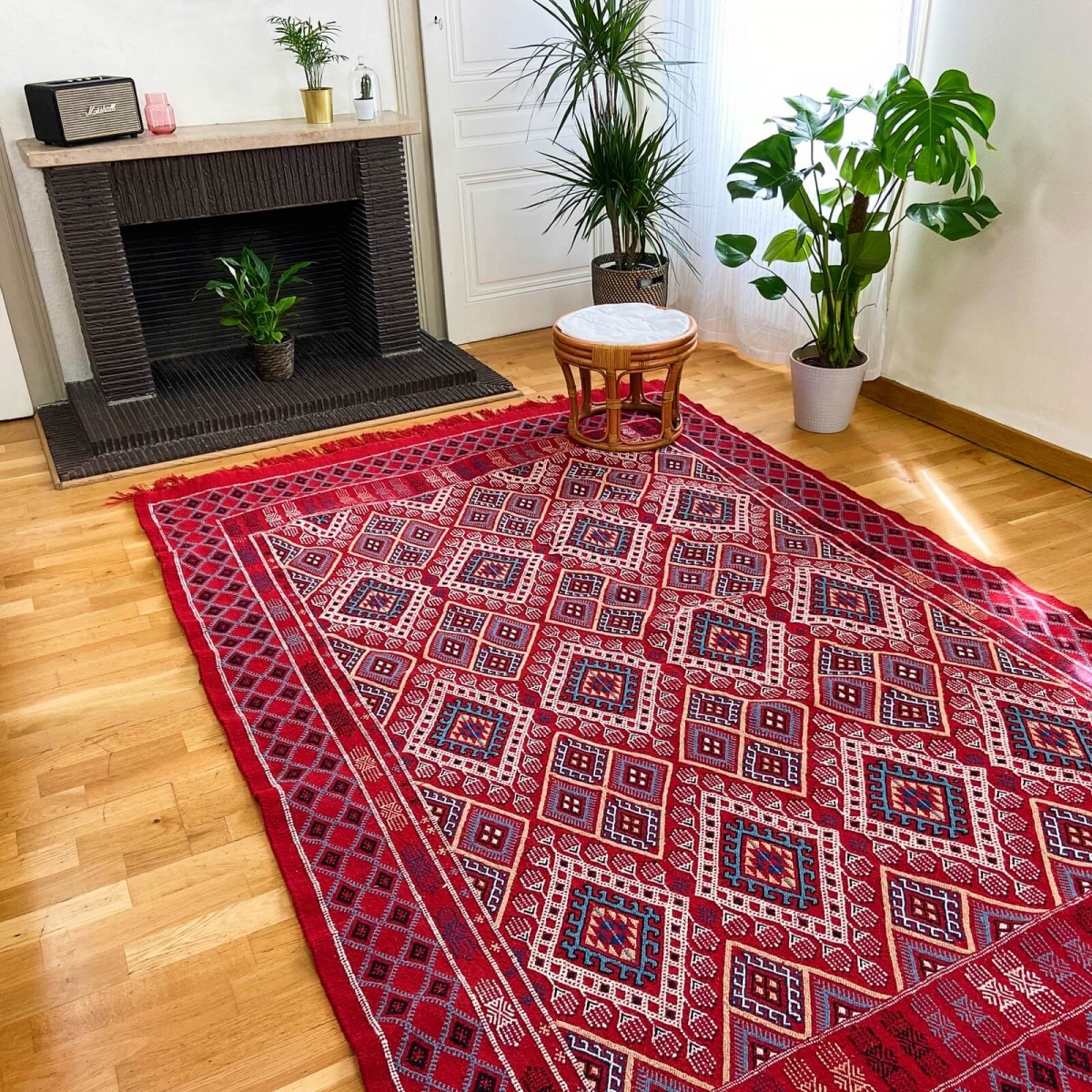 Berber Teppich Teppich Margoum Badis 170x260 cm Rot (Handgefertigt, Wolle) Tunesischer Margoum-Teppich aus der Stadt Kairouan. R