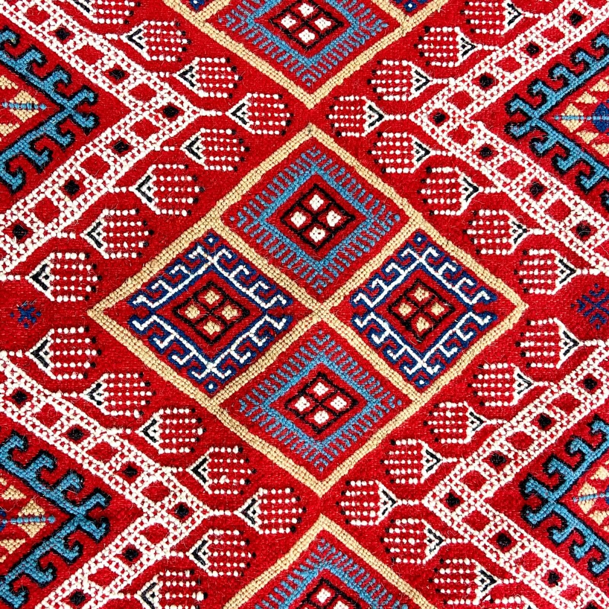 Berber Teppich Teppich Margoum Badis 170x260 cm Rot (Handgefertigt, Wolle) Tunesischer Margoum-Teppich aus der Stadt Kairouan. R