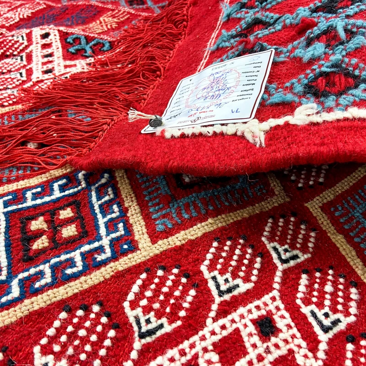 Alfombra bereber Alfombra Margoum Badis 170x260 cm Rojo (Hecho a mano, Lana) Alfombra margoum tunecina de la ciudad de Kairouan.