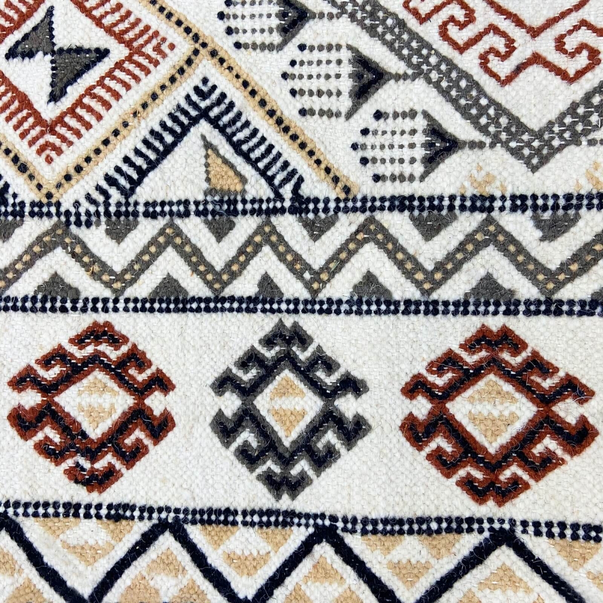 Alfombra bereber Alfombra Margoum Krish 170x240 cm Blanco/Beige (Hecho a mano, Lana, Túnez) Alfombra margoum tunecina de la ciud