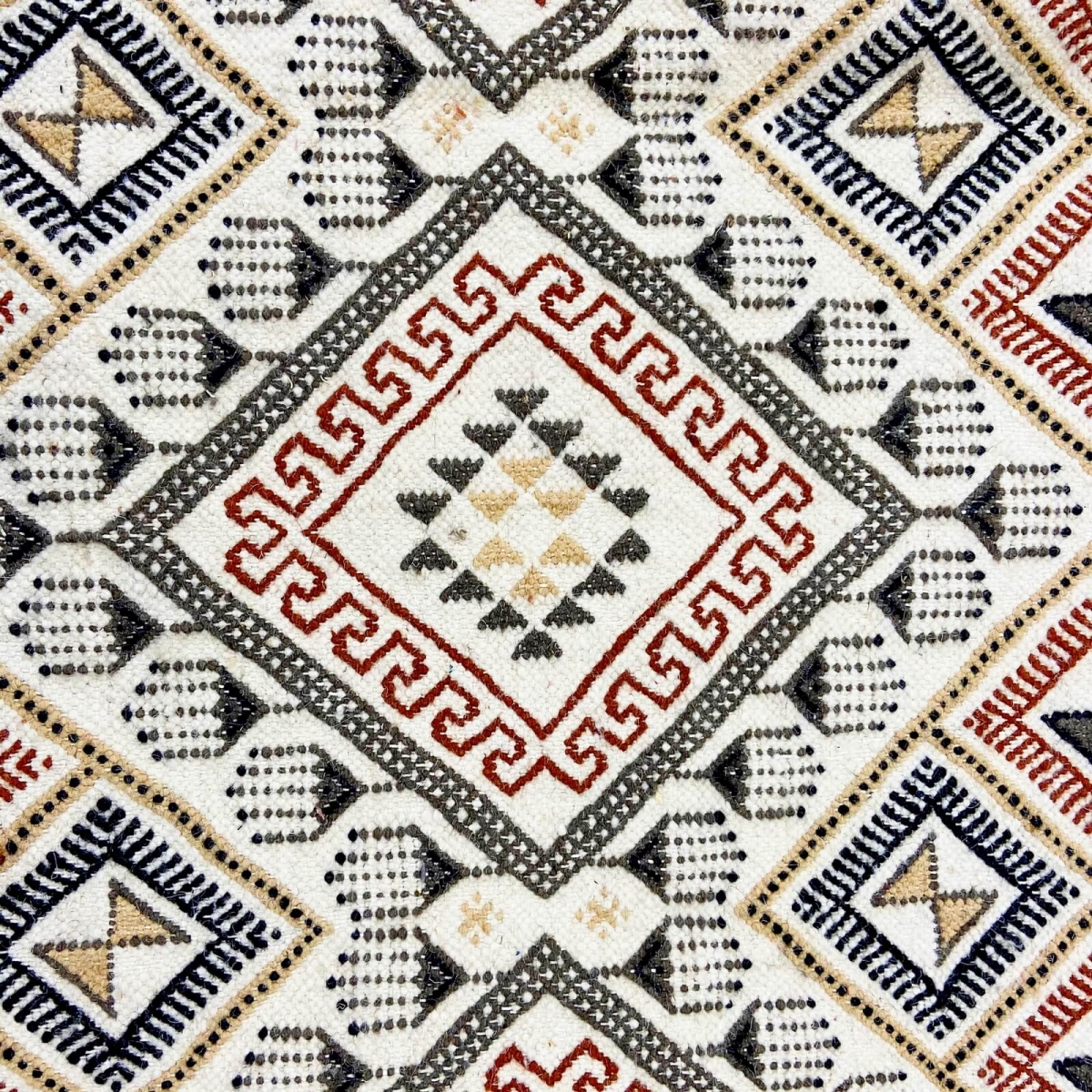 Alfombra bereber Alfombra Margoum Krish 170x240 cm Blanco/Beige (Hecho a mano, Lana, Túnez) Alfombra margoum tunecina de la ciud