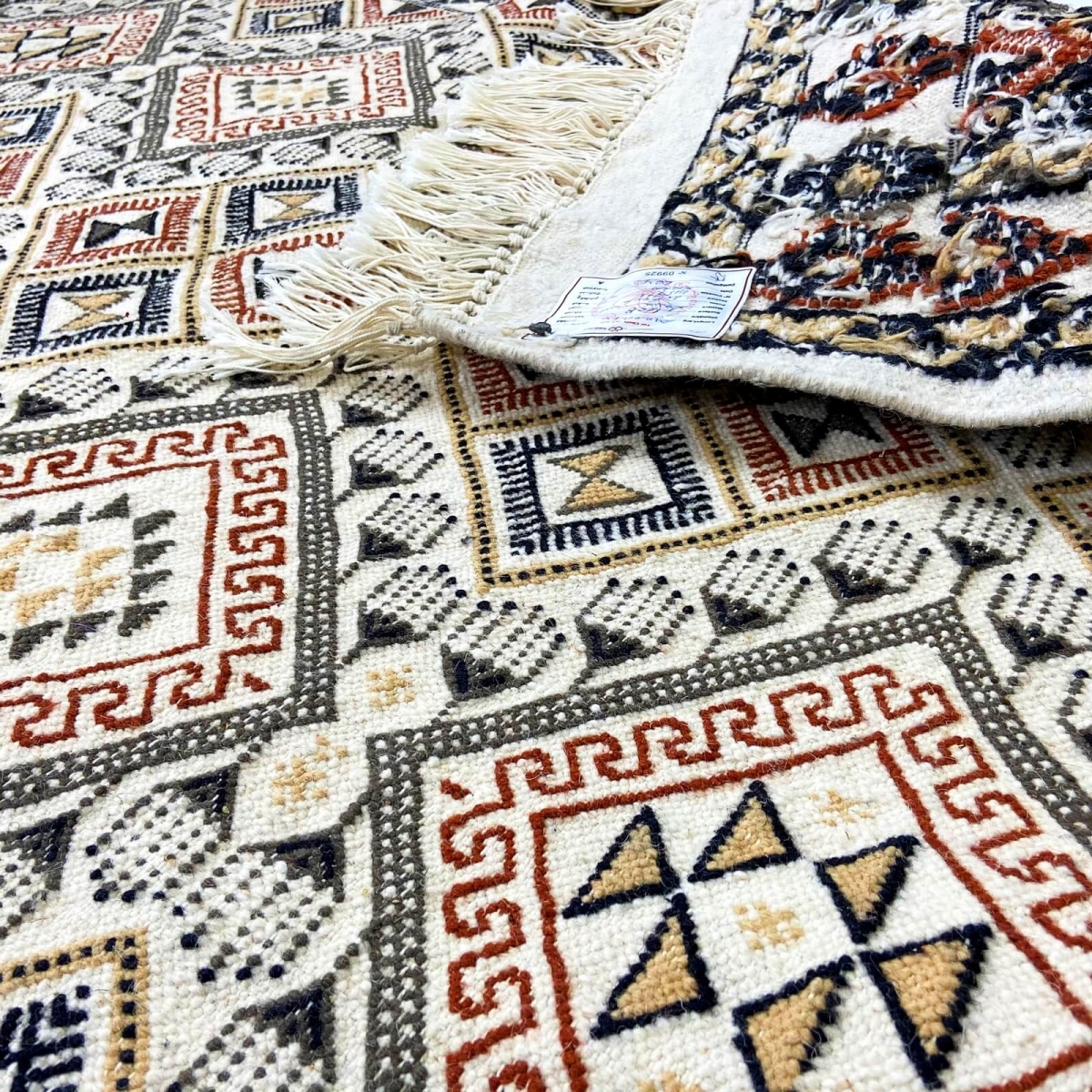 Alfombra bereber Alfombra Margoum Krish 170x240 cm Blanco/Beige (Hecho a mano, Lana, Túnez) Alfombra margoum tunecina de la ciud