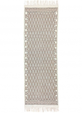 tappeto berbero Tappeto Margoum 95x275 cm Bianco/Marrone | Fatto a mano, Lana, Tunisia Tappeto margoum tunisino della città di K