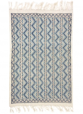 tappeto berbero Tappeto Margoum 120x190 Blu/Bianco |Fatto a mano, Lana, Tunisia Tappeto margoum tunisino della città di Kairouan