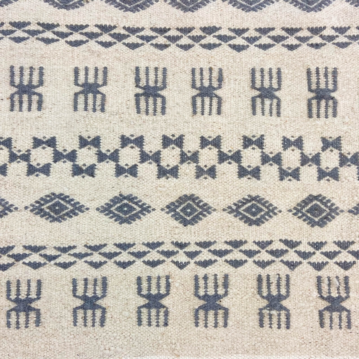 Berber Teppich Teppich Kelim 120x200 Weiß Gelb Grau | Handgewebt, Wolle, Tunesien Tunesischer Kelim-Teppich im marokkanischen St