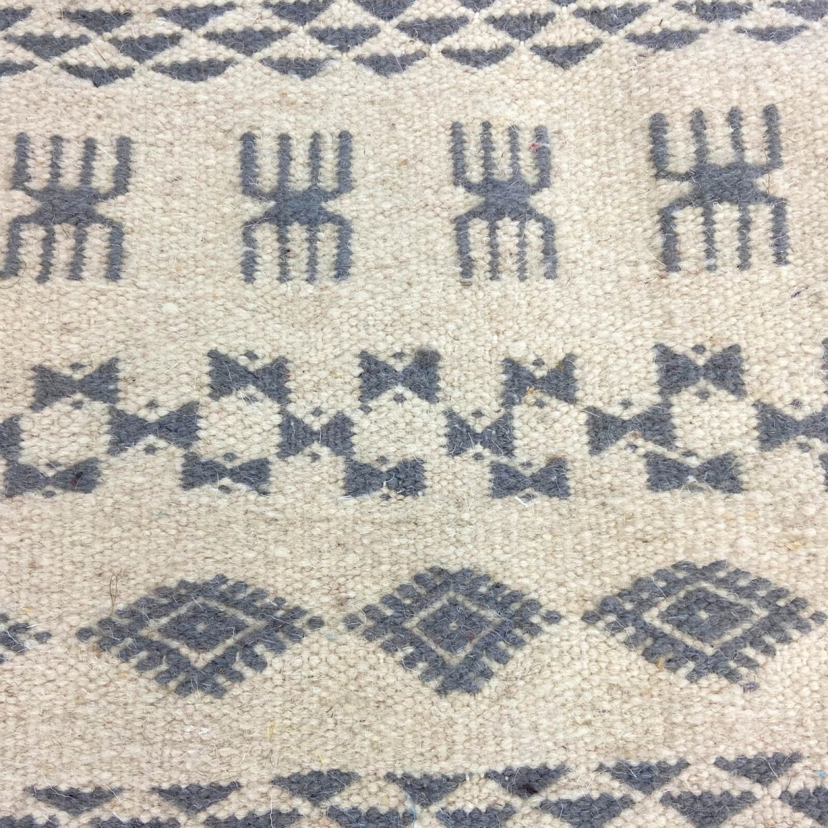 Alfombra bereber Alfombra Kilim Douja 121x200 Blanco Amarillo Gris (Hecho a mano, Lana, Túnez) Alfombra kilim tunecina, estilo m