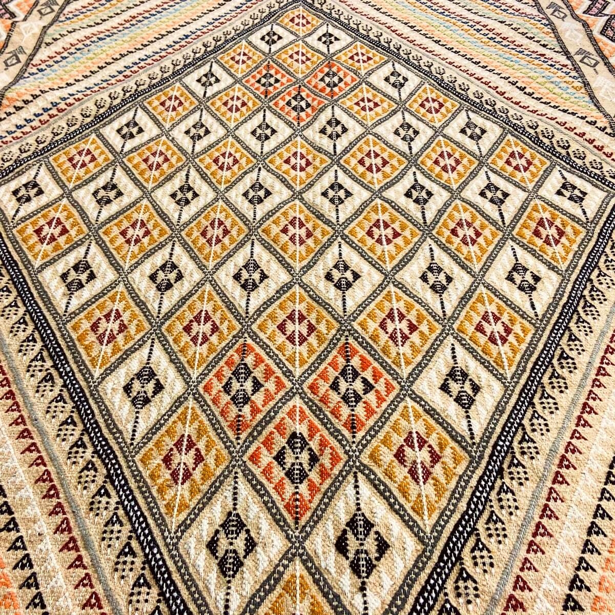 Berber tapijt Groot Tapijt Margoum Gezzal 157x257 Beige (Handgeweven, Wol, Tunesië) Tunesisch Margoum Tapijt uit de stad Kairoua