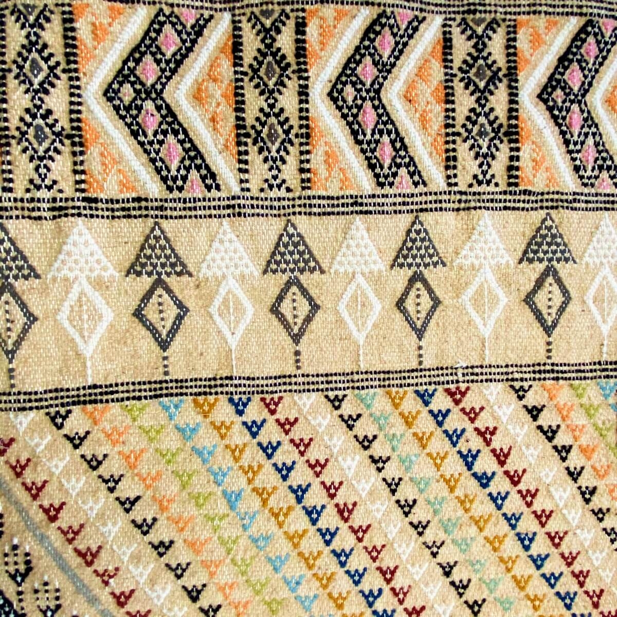 Berber Teppich Großer Teppich Margoum Gezzal 157x257 Beige (Handgefertigt, Wolle, Tunesien) Tunesischer Margoum-Teppich aus der 