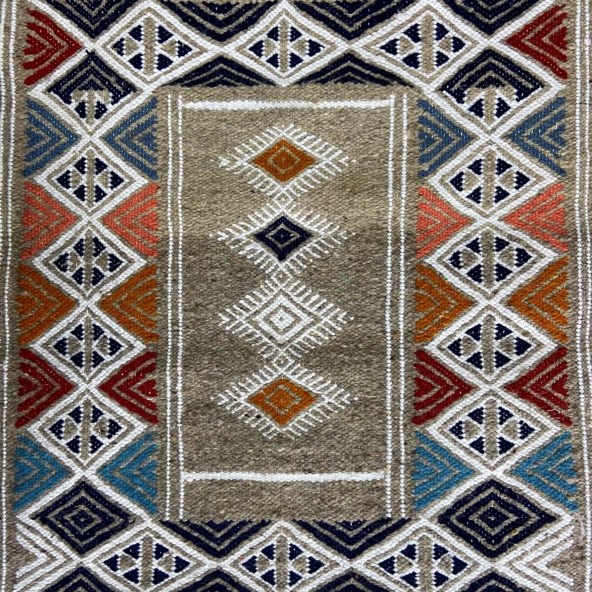 Berber tapijt Tapijt Kilim Hekku 60x98 Grijs (Handgeweven, Wol, Tunesië) Tunesisch kilimdeken, Marokkaanse stijl. Rechthoekig wo