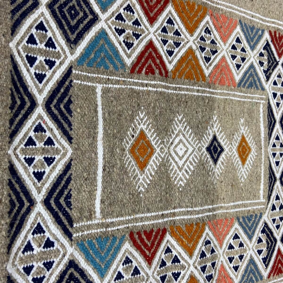 Berber tapijt Tapijt Kilim Hekku 60x98 Grijs (Handgeweven, Wol, Tunesië) Tunesisch kilimdeken, Marokkaanse stijl. Rechthoekig wo