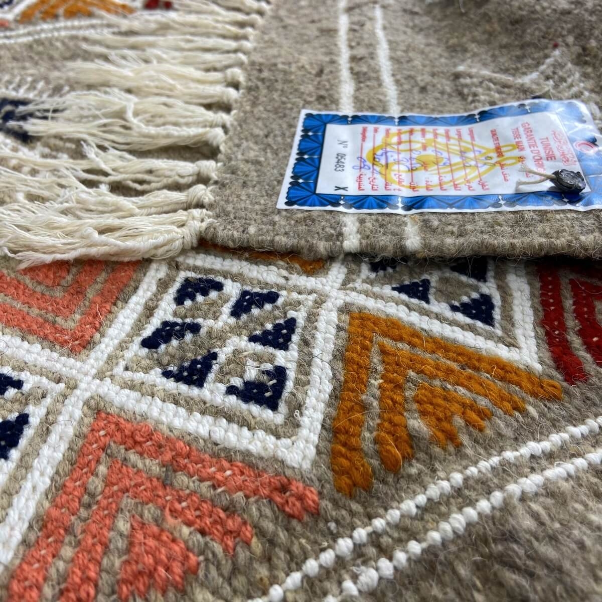 Berber tapijt Tapijt Kilim Hekku 60x98 Grijs (Handgeweven, Wol, Tunesië) Tunesisch kilimdeken, Marokkaanse stijl. Rechthoekig wo
