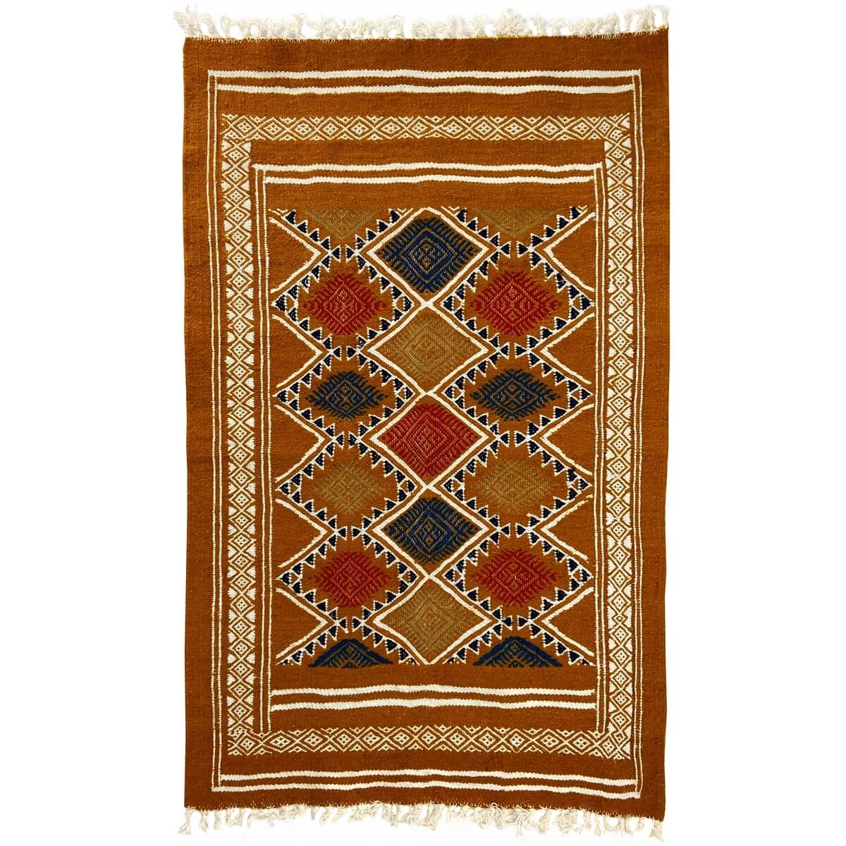 Tapete berbere Tapete Kilim Farran 60x98 Amarelo (Tecidos à mão, Lã, Tunísia) Tapete tunisiano kilim, estilo marroquino. Tapete 