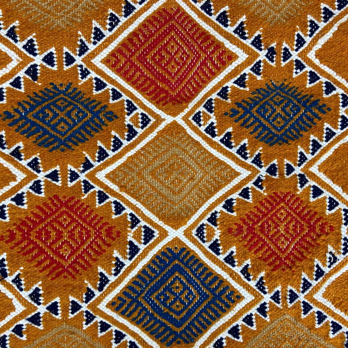 Tapete berbere Tapete Kilim Farran 60x98 Amarelo (Tecidos à mão, Lã, Tunísia) Tapete tunisiano kilim, estilo marroquino. Tapete 