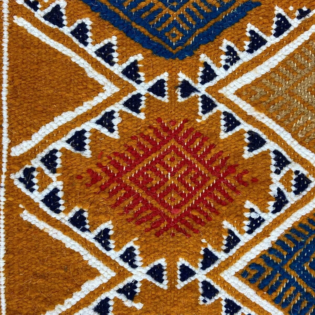 Tapete berbere Tapete Kilim Farran 60x98 Amarelo (Tecidos à mão, Lã, Tunísia) Tapete tunisiano kilim, estilo marroquino. Tapete 