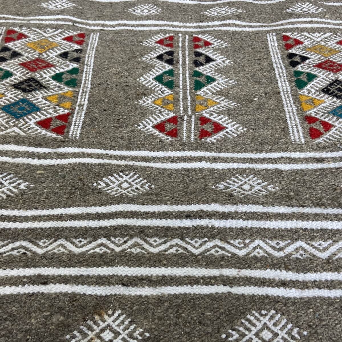 Berber carpet Rug Kilim Cubub 69x112 Grey (Handmade, Wool, Tunisia) Tunisian Rug Kilim style Moroccan rug. Rectangular carpet 10