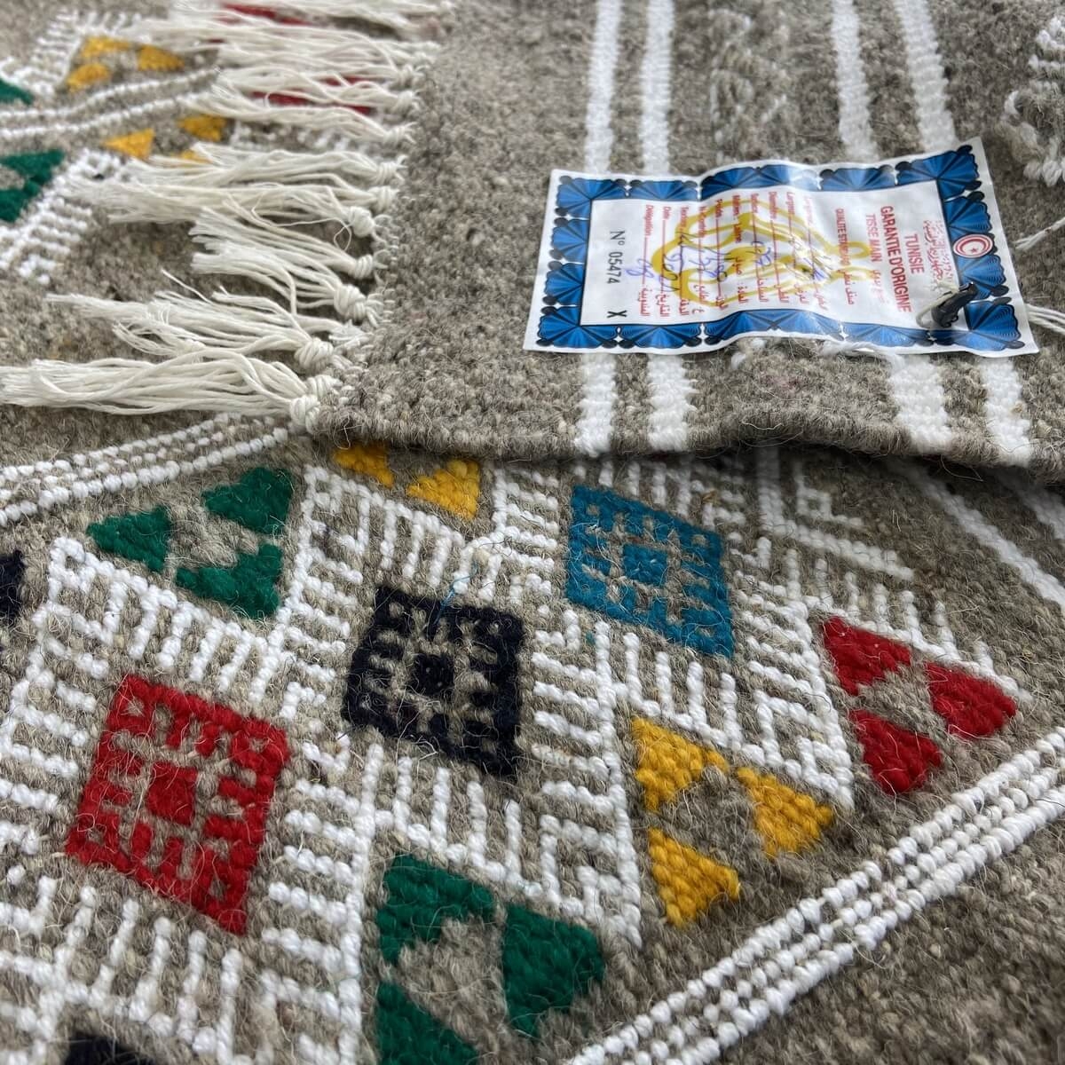 Berber carpet Rug Kilim Cubub 69x112 Grey (Handmade, Wool, Tunisia) Tunisian Rug Kilim style Moroccan rug. Rectangular carpet 10