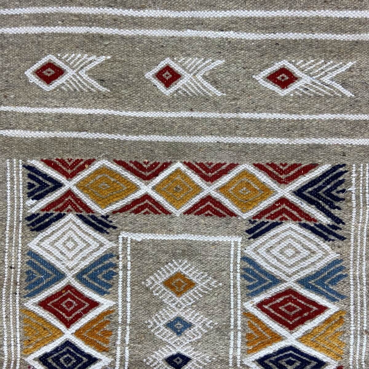 Berber Teppich Teppich Kelim Bezza 58x102 Grau (Handgewebt, Wolle, Tunesien) Tunesischer Kelim-Teppich im marokkanischen Stil. R