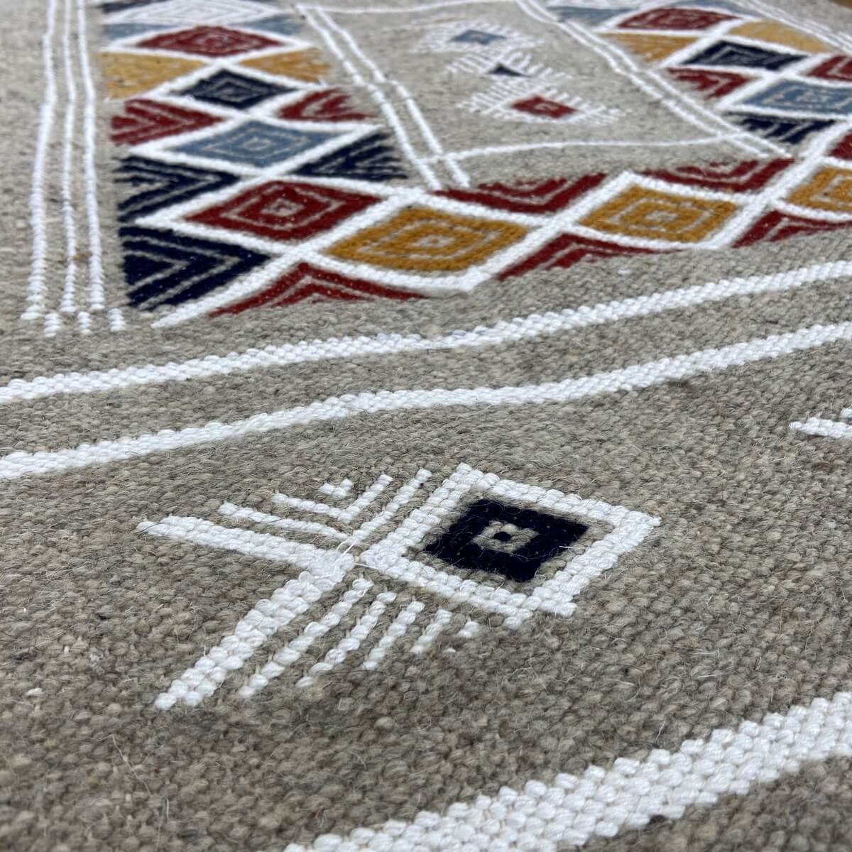Berber Teppich Teppich Kelim Bezza 58x102 Grau (Handgewebt, Wolle, Tunesien) Tunesischer Kelim-Teppich im marokkanischen Stil. R