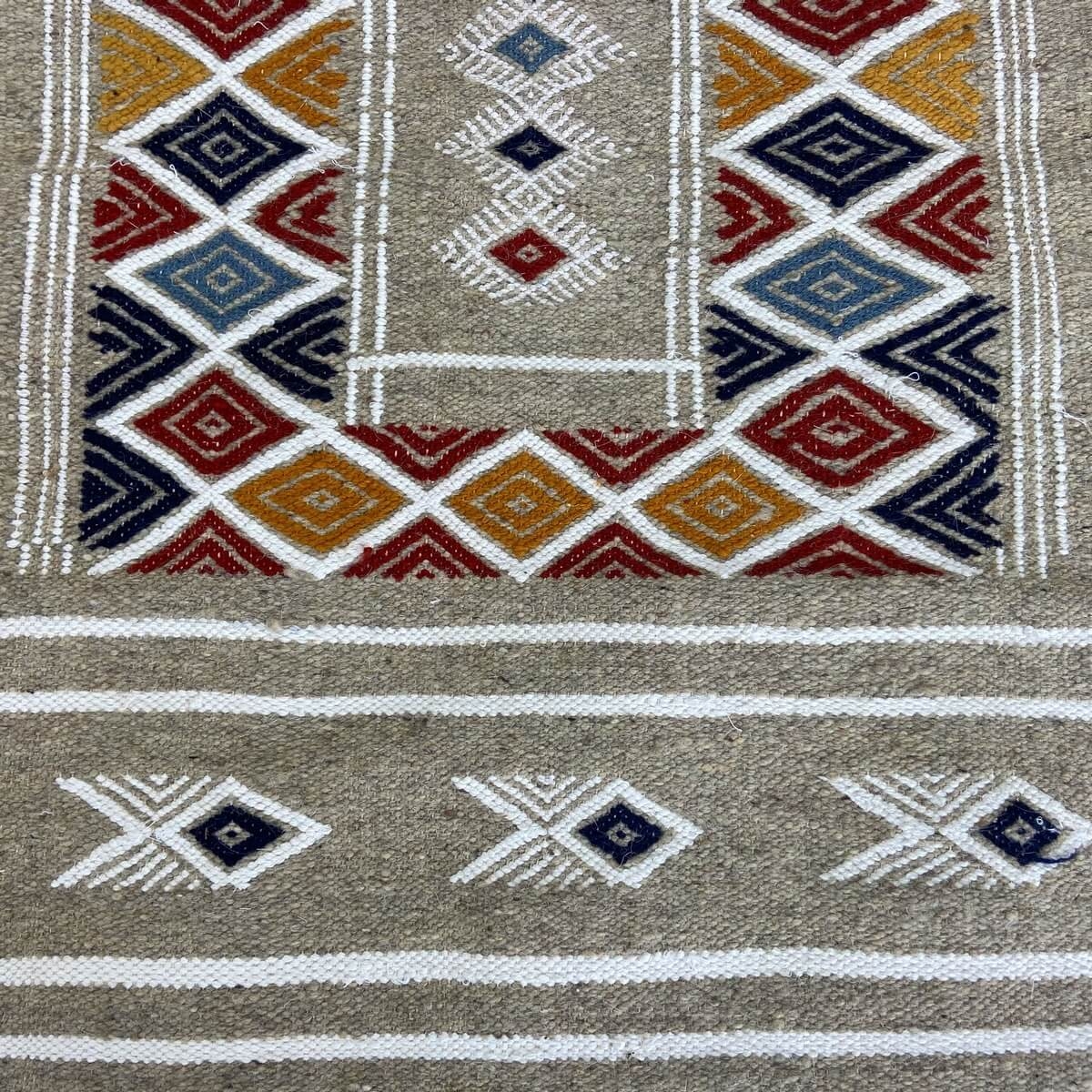 Berber Teppich Teppich Kelim Bezza 58x102 Grau (Handgewebt, Wolle, Tunesien) Tunesischer Kelim-Teppich im marokkanischen Stil. R