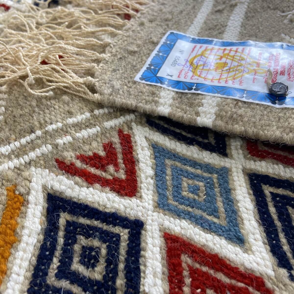 Berber Teppich Teppich Kelim Bezza 58x102 Grau (Handgewebt, Wolle, Tunesien) Tunesischer Kelim-Teppich im marokkanischen Stil. R