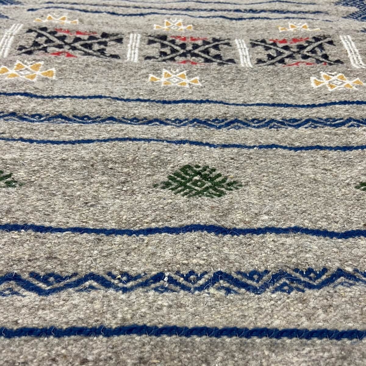tappeto berbero Tappeto Kilim Annaz 68x121 Grigio (Fatto a mano, Lana, Tunisia) Tappeto kilim tunisino, in stile marocchino. Tap