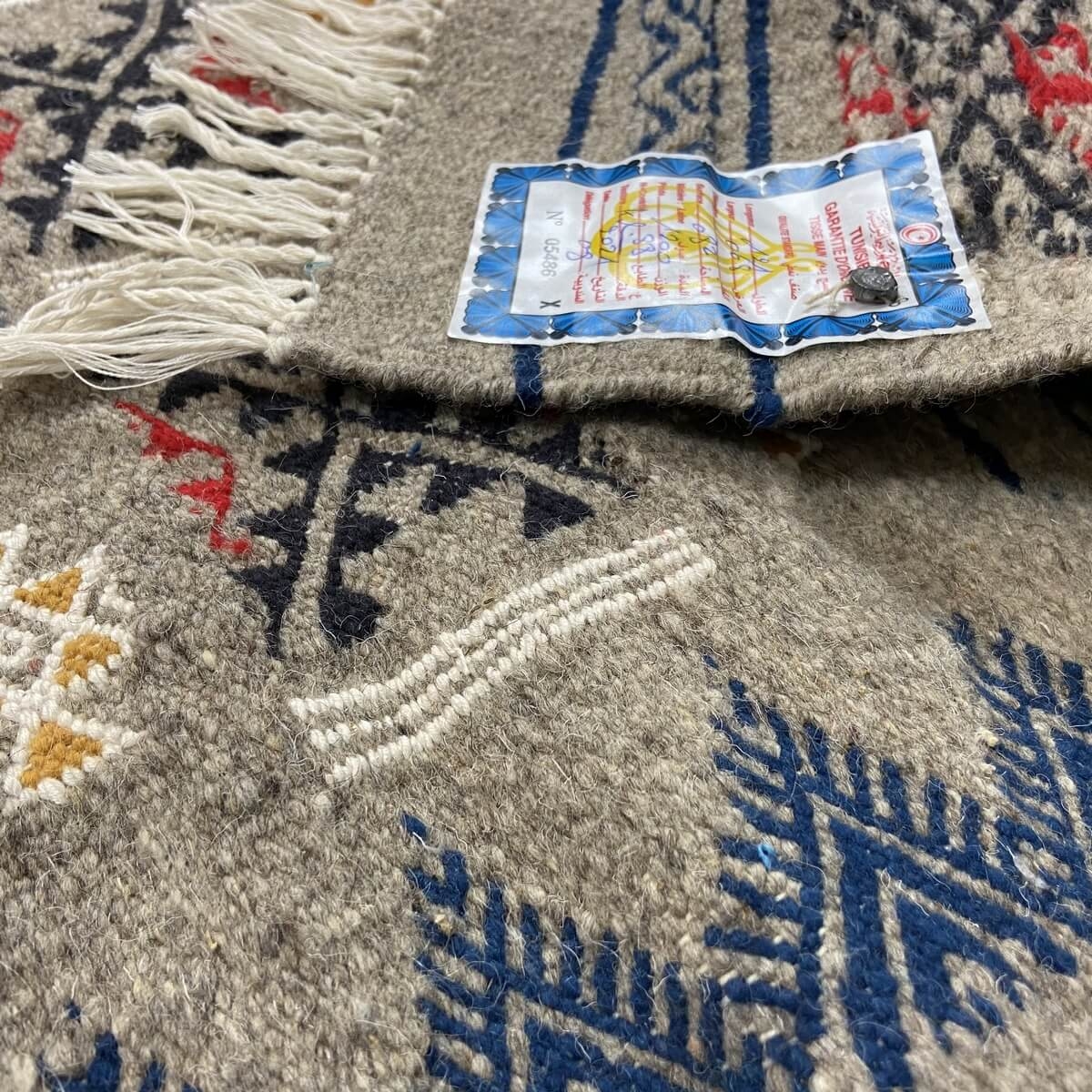 tappeto berbero Tappeto Kilim Annaz 68x121 Grigio (Fatto a mano, Lana, Tunisia) Tappeto kilim tunisino, in stile marocchino. Tap